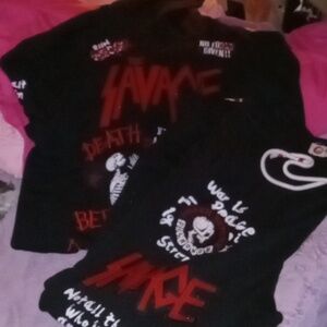 Iro-ochi  Black & Red Hooded Jogger Set  THE SAVAGE Gralhics 2XL Pre-Owned